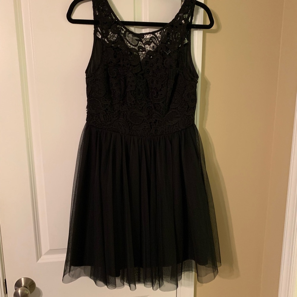 Forever21. Black lace and tulle dress. Size L.